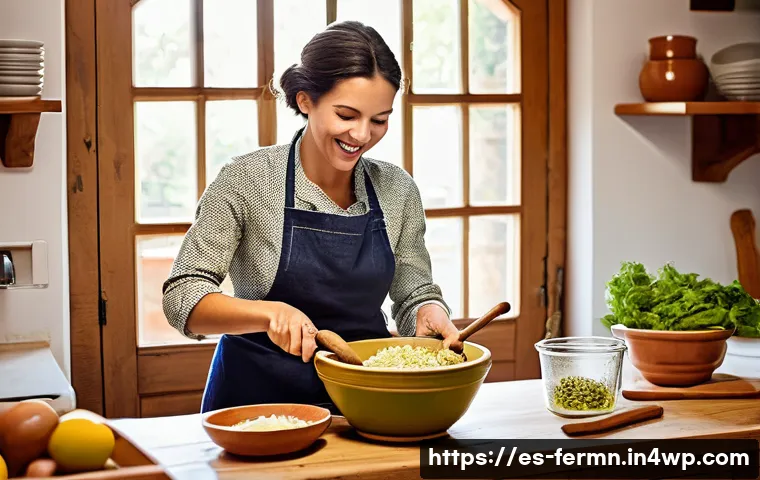 발효 식품의 역사와 현대적 해석 - **Joyful Home Fermentation in a Spanish Kitchen**
"A cheerful young woman, fully clothed in comf...